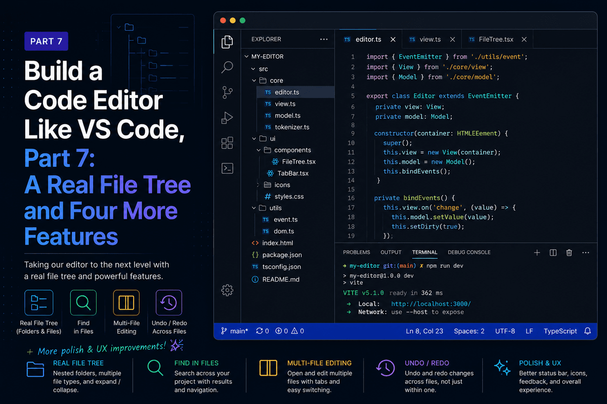 Build a Code Editor Like VS Code, Part 7: A Real File Tree and Four More Features